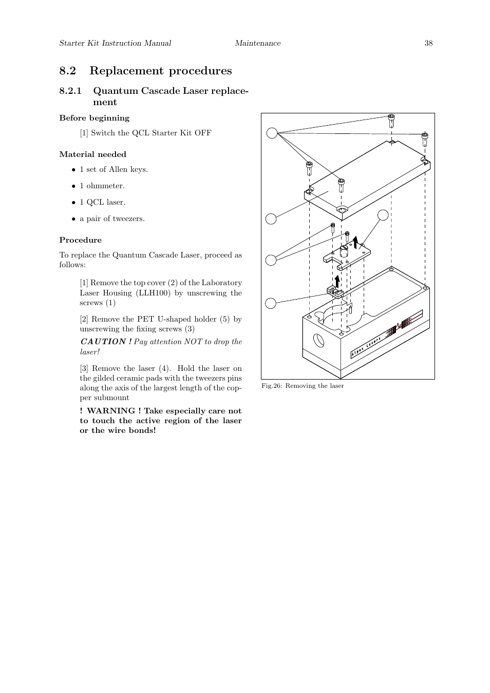 2 replacement procedures | Quantum Instruments Cascade Laser Starter Kit User Manual | Page 39 / 60