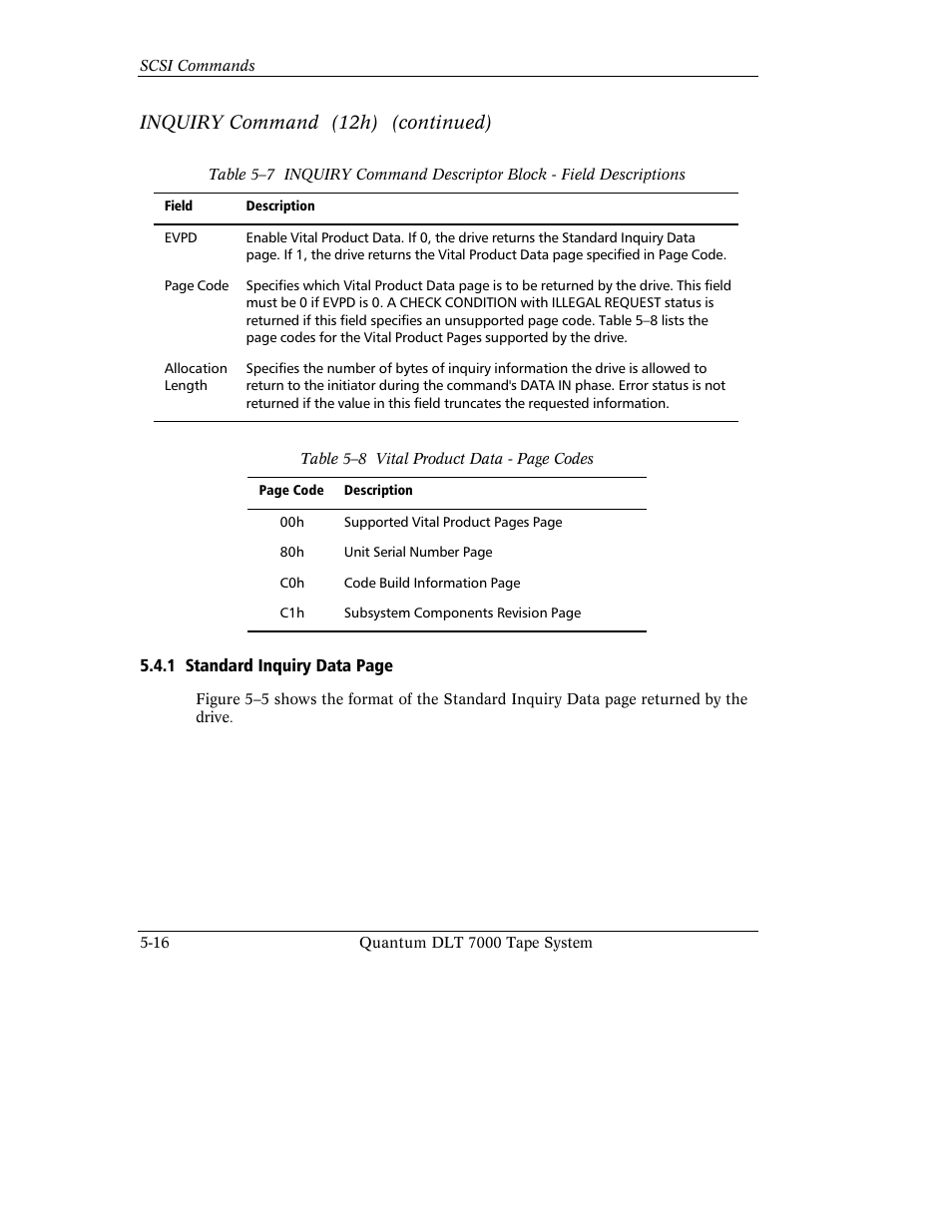 Inquiry command (12h) (continued) | Quantum Instruments DLT 7000 User Manual | Page 120 / 312