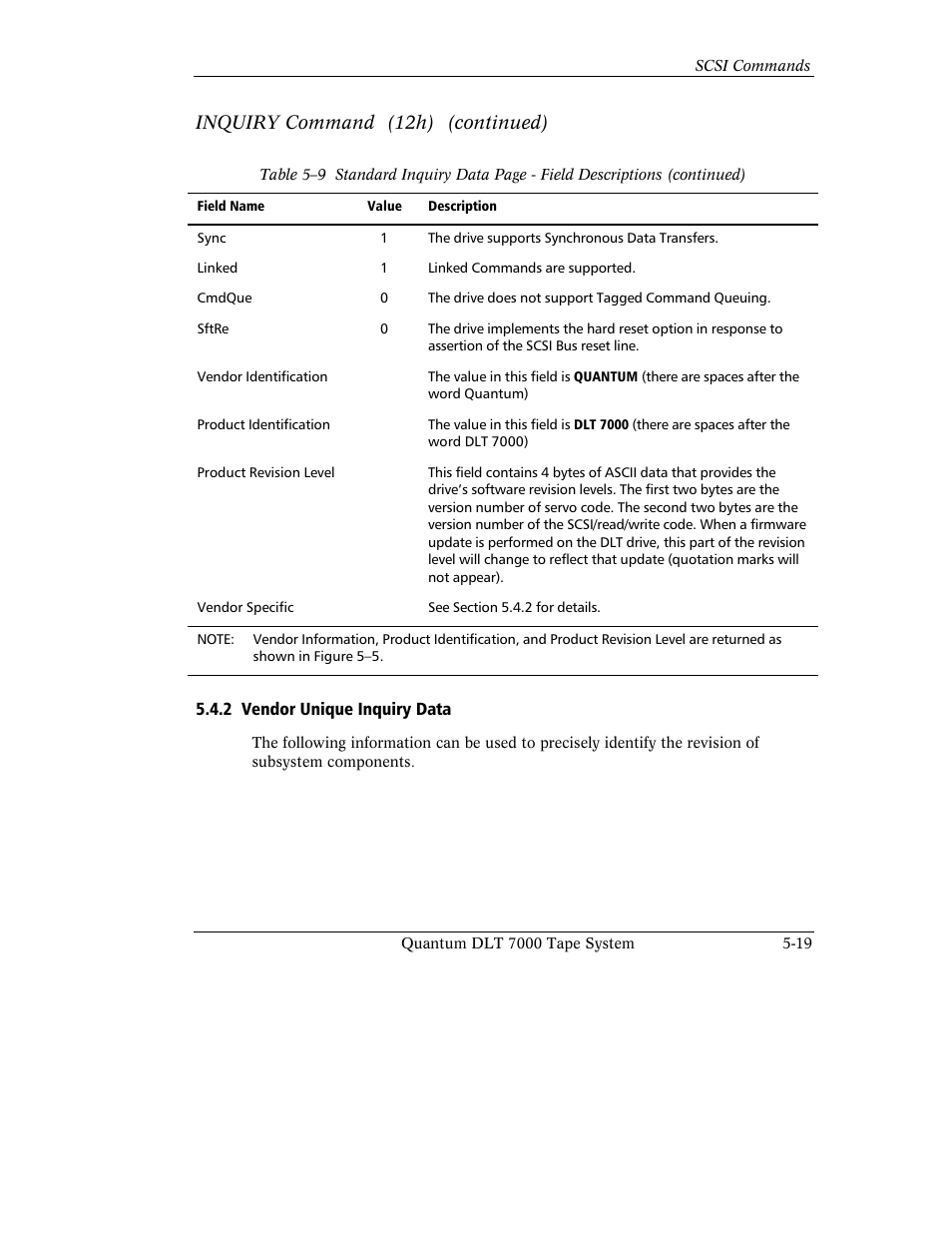 Inquiry command (12h) (continued) | Quantum Instruments DLT 7000 User Manual | Page 123 / 312