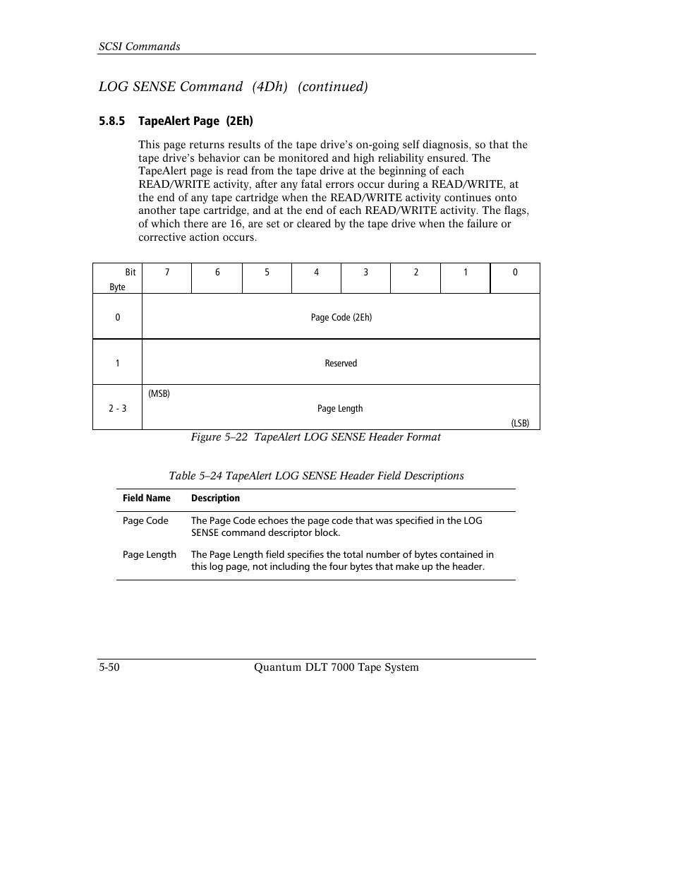 Log sense command (4dh) (continued) | Quantum Instruments DLT 7000 User Manual | Page 154 / 312