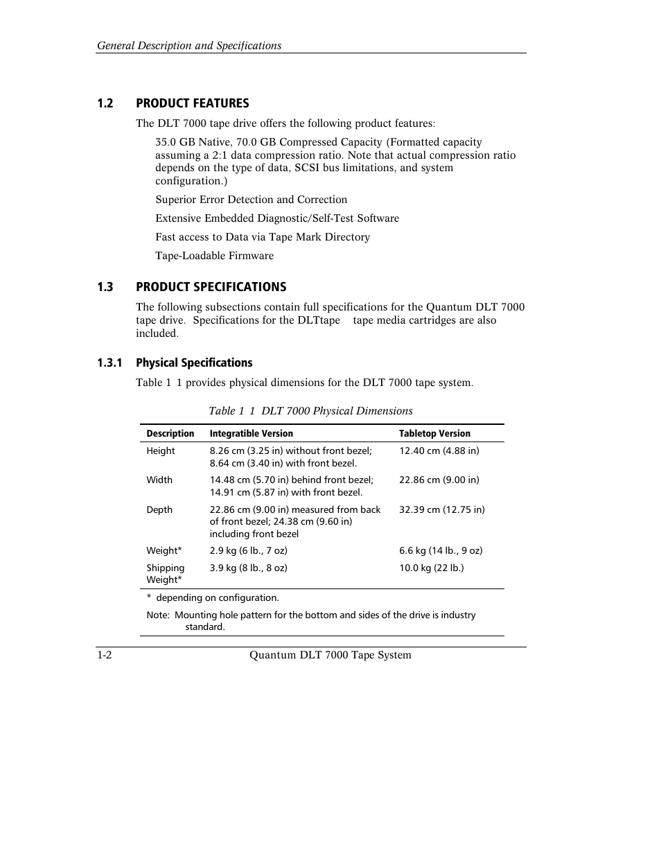 2 product features, 3 product specifications | Quantum Instruments DLT 7000 User Manual | Page 26 / 312
