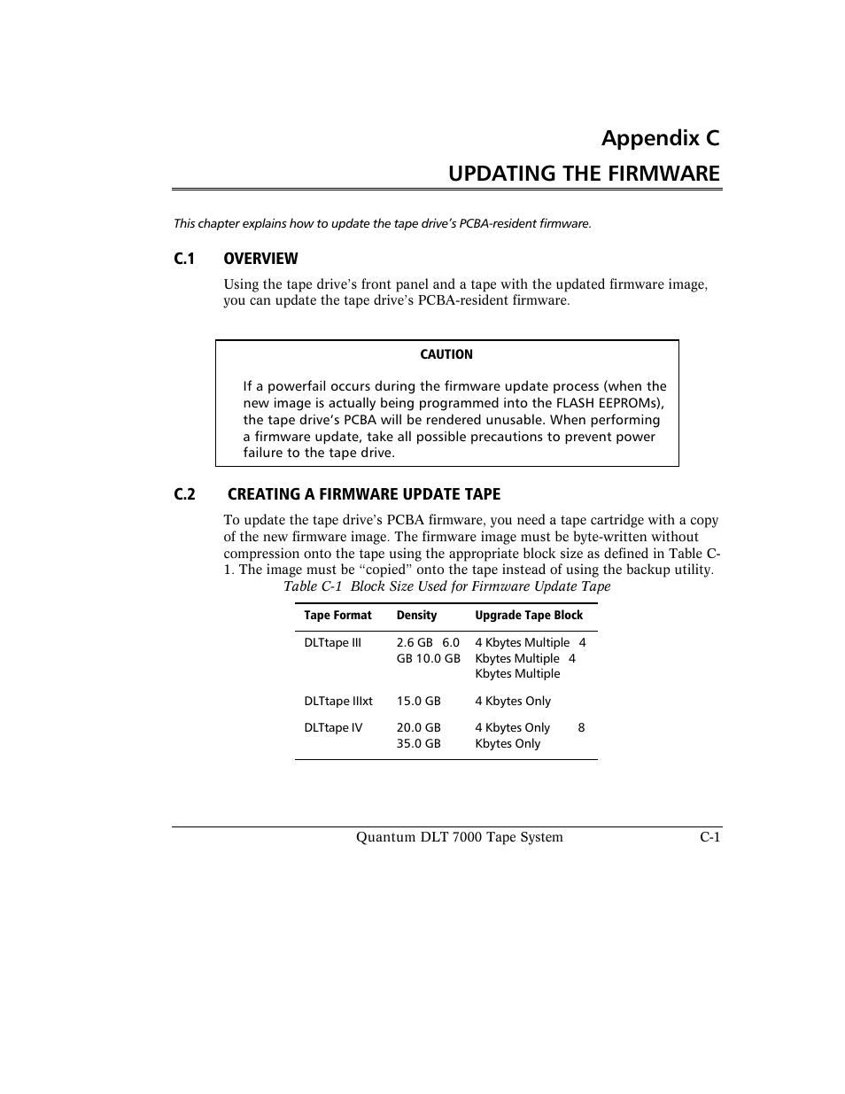 Appendix c updating the firmware | Quantum Instruments DLT 7000 User Manual | Page 287 / 312