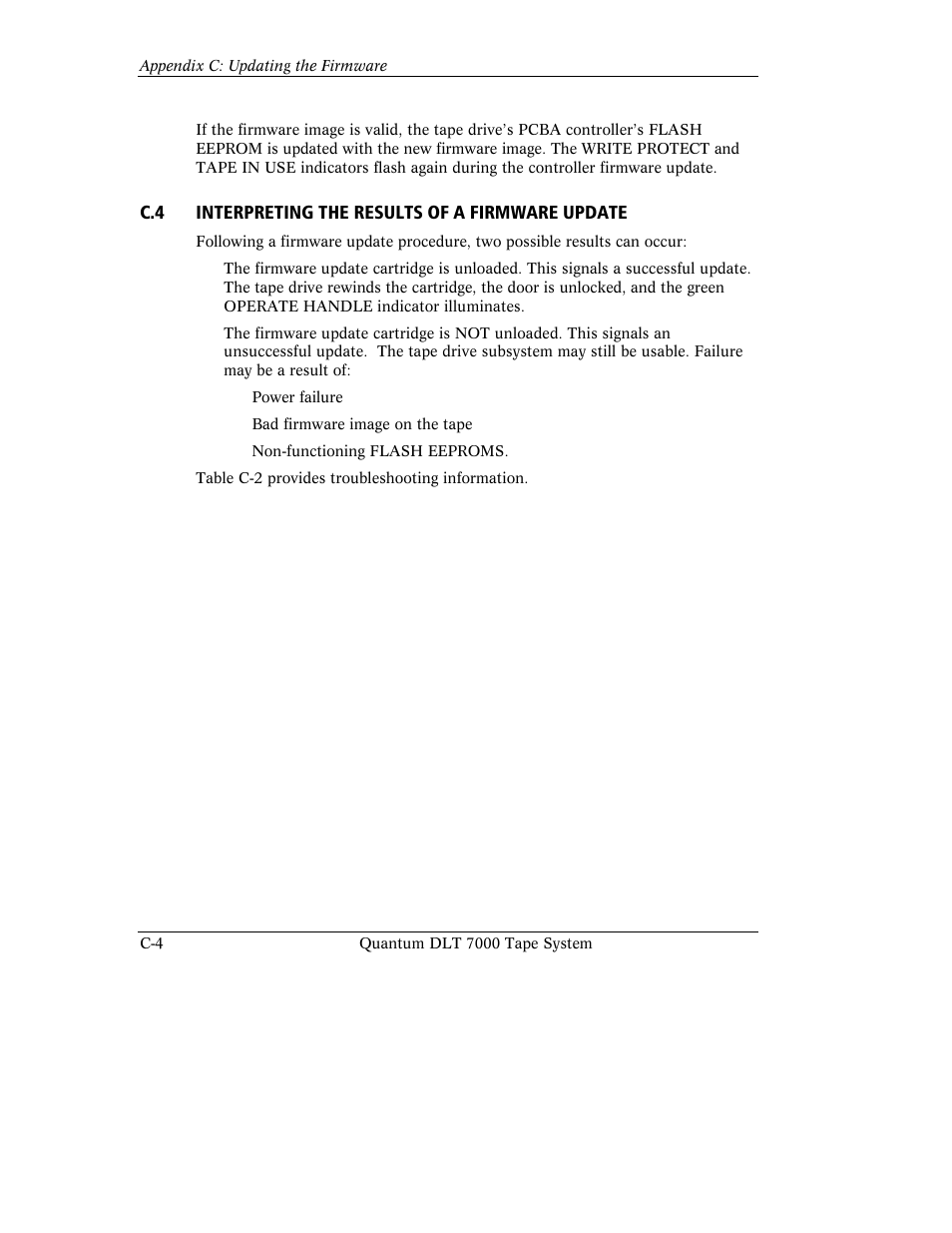 C.4 interpreting the results of a firmware update | Quantum Instruments DLT 7000 User Manual | Page 290 / 312