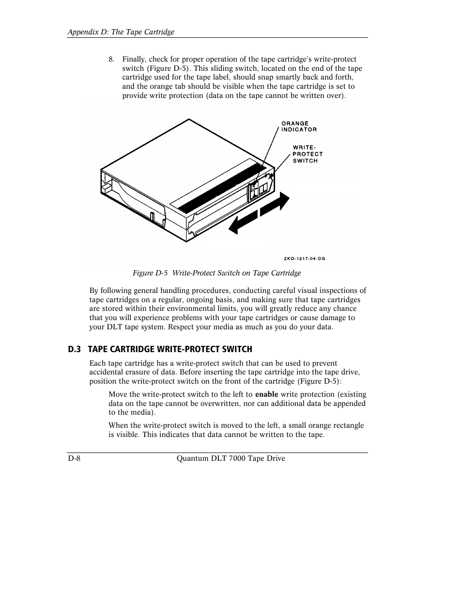 D.3 tape cartridge write-protect switch | Quantum Instruments DLT 7000 User Manual | Page 300 / 312