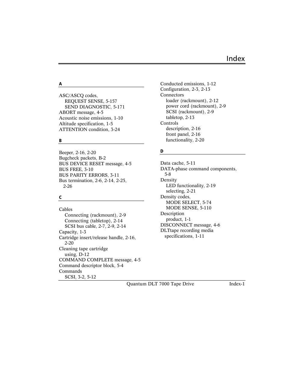 Index | Quantum Instruments DLT 7000 User Manual | Page 305 / 312