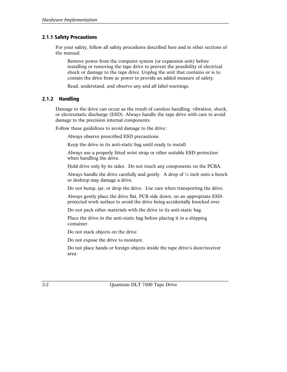 1 safety precautions, 2 handling | Quantum Instruments DLT 7000 User Manual | Page 40 / 312