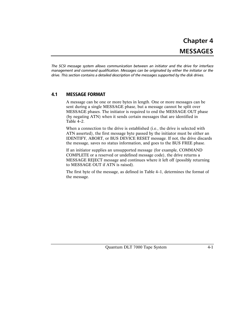 Chapter 4 messages | Quantum Instruments DLT 7000 User Manual | Page 91 / 312