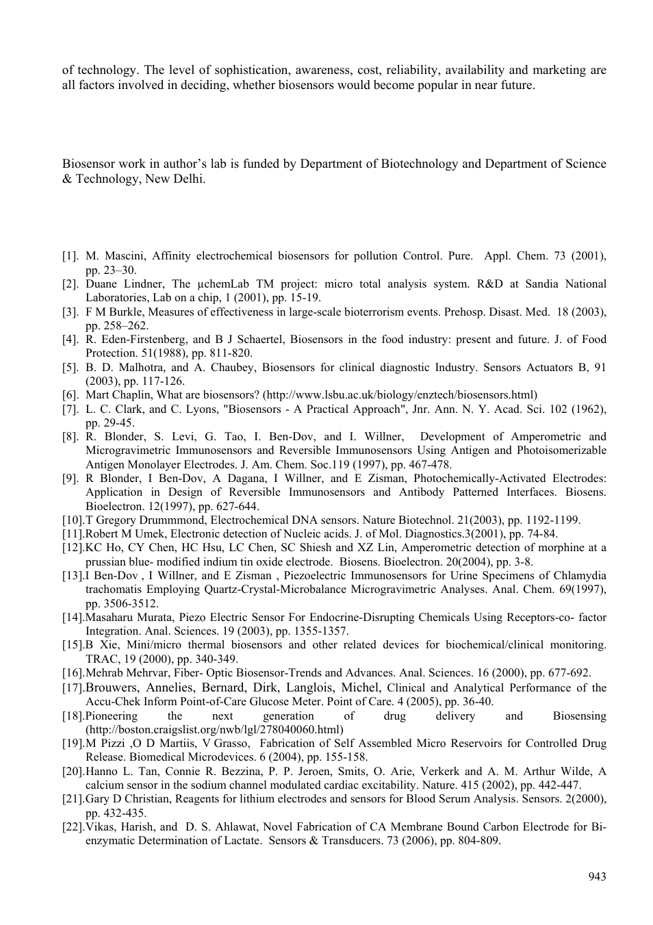 Acknowledgment, References | Quantum Instruments Sensor User Manual | Page 11 / 14