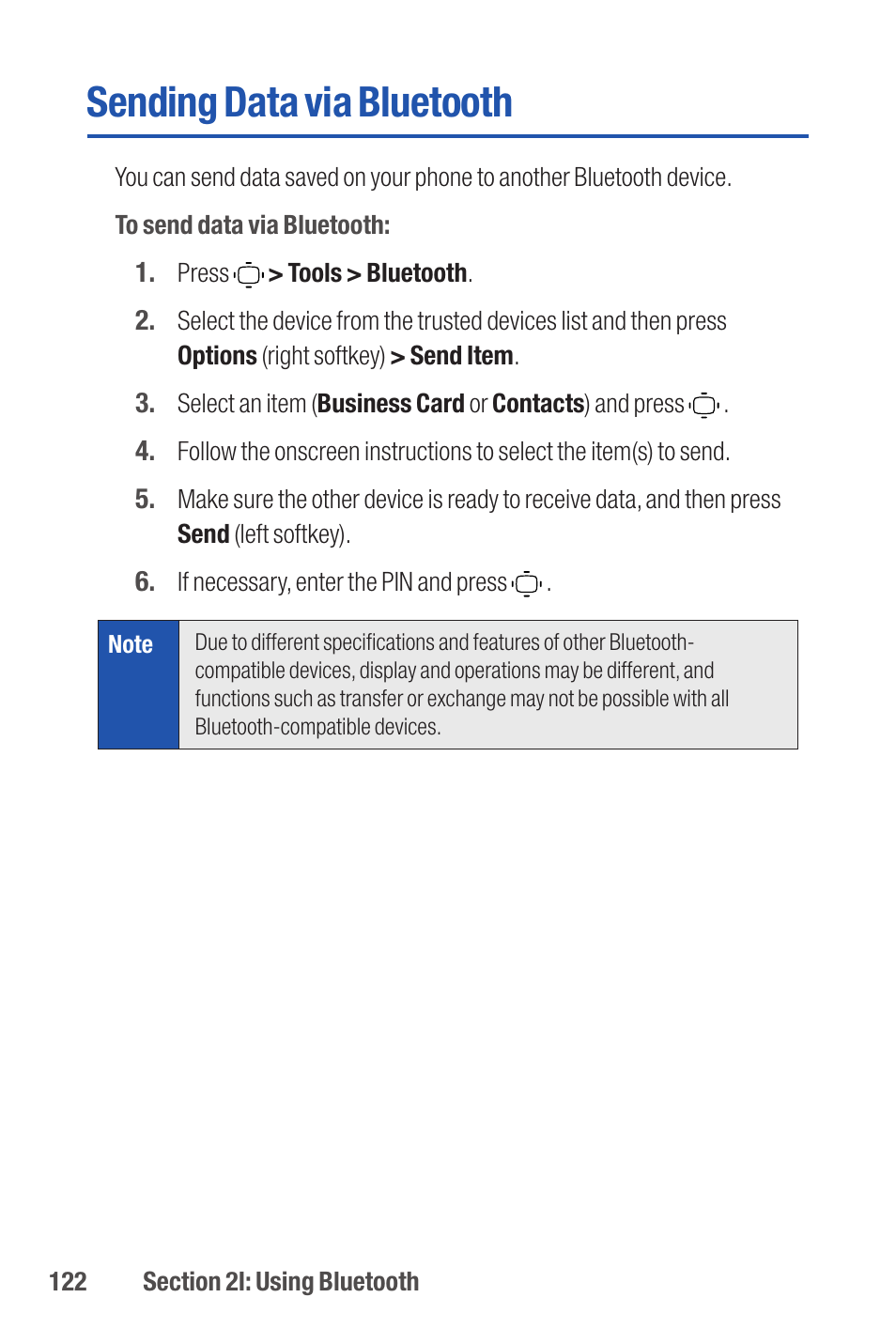 Sending data via bluetooth | Qwest S1 User Manual | Page 136 / 187