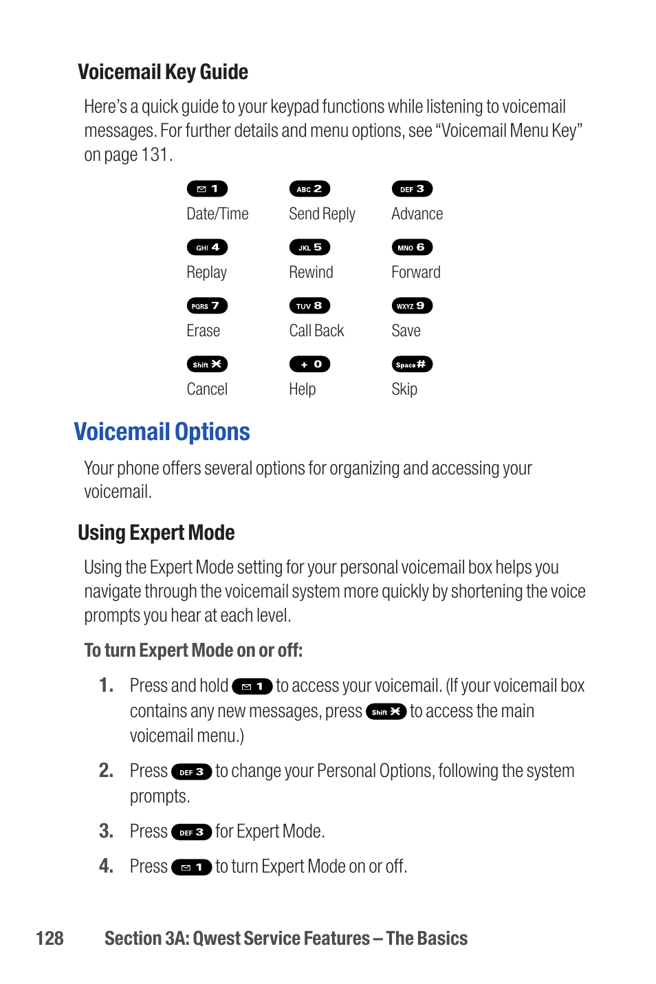Voicemail options | Qwest S1 User Manual | Page 142 / 187
