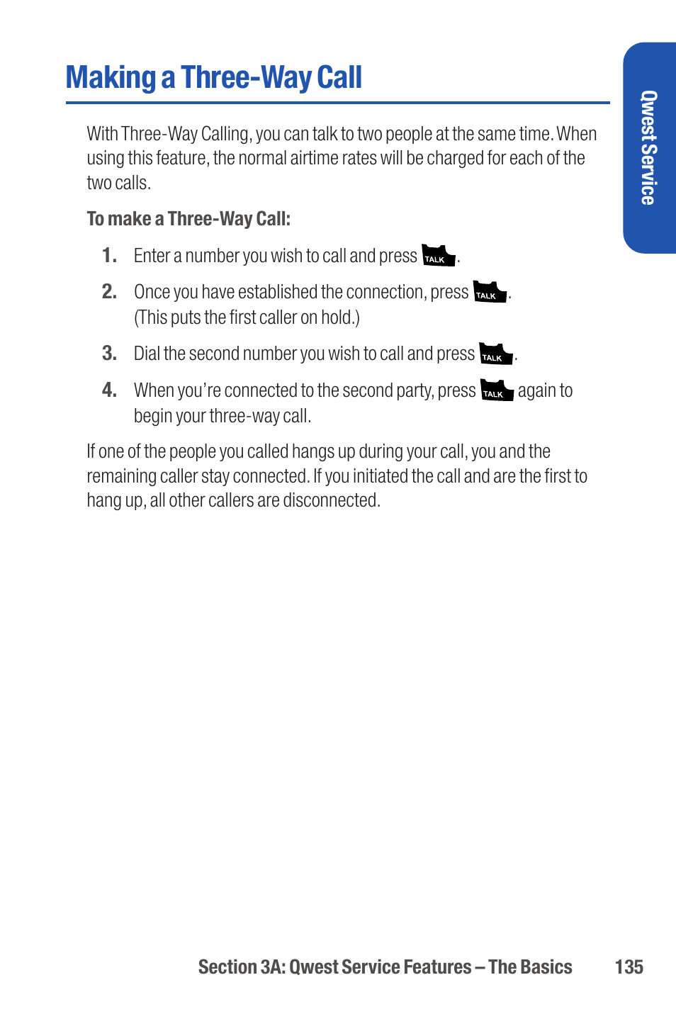 Making a three-way call | Qwest S1 User Manual | Page 149 / 187