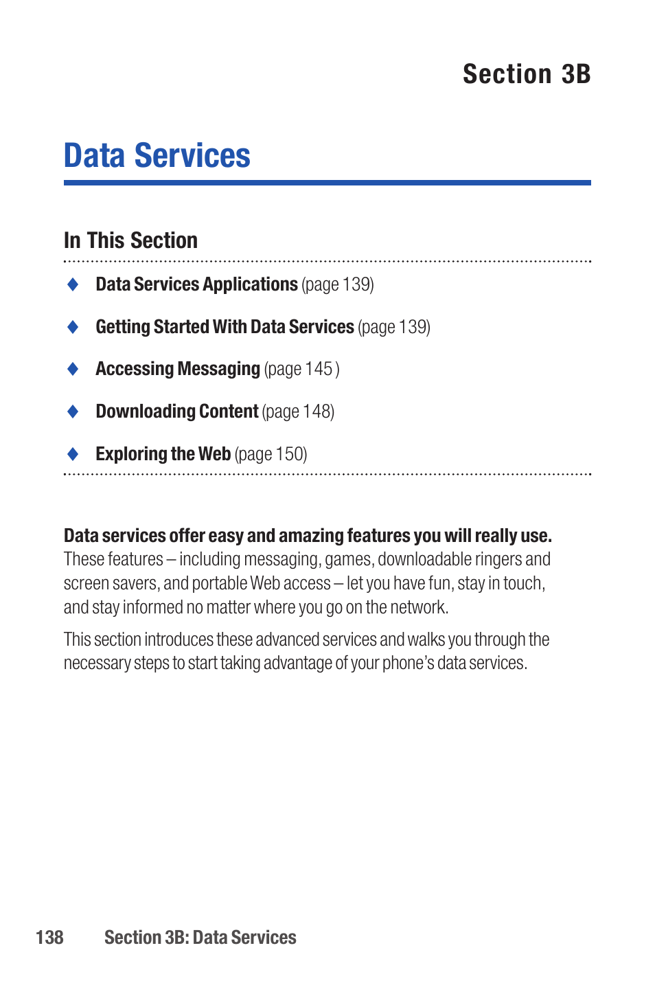 Data services | Qwest S1 User Manual | Page 152 / 187