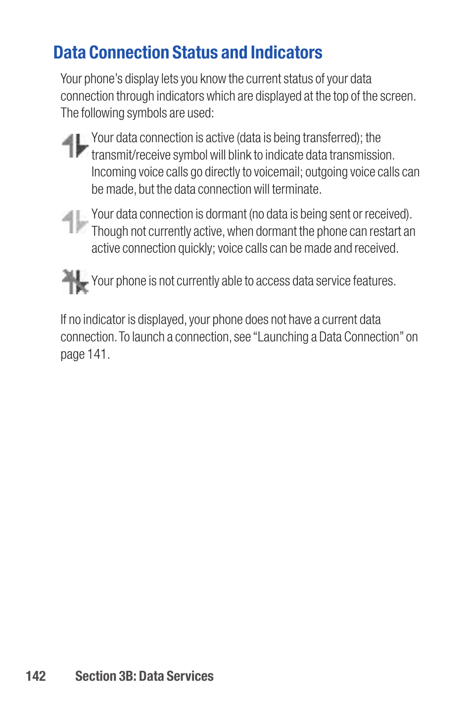Data connection status and indicators | Qwest S1 User Manual | Page 156 / 187
