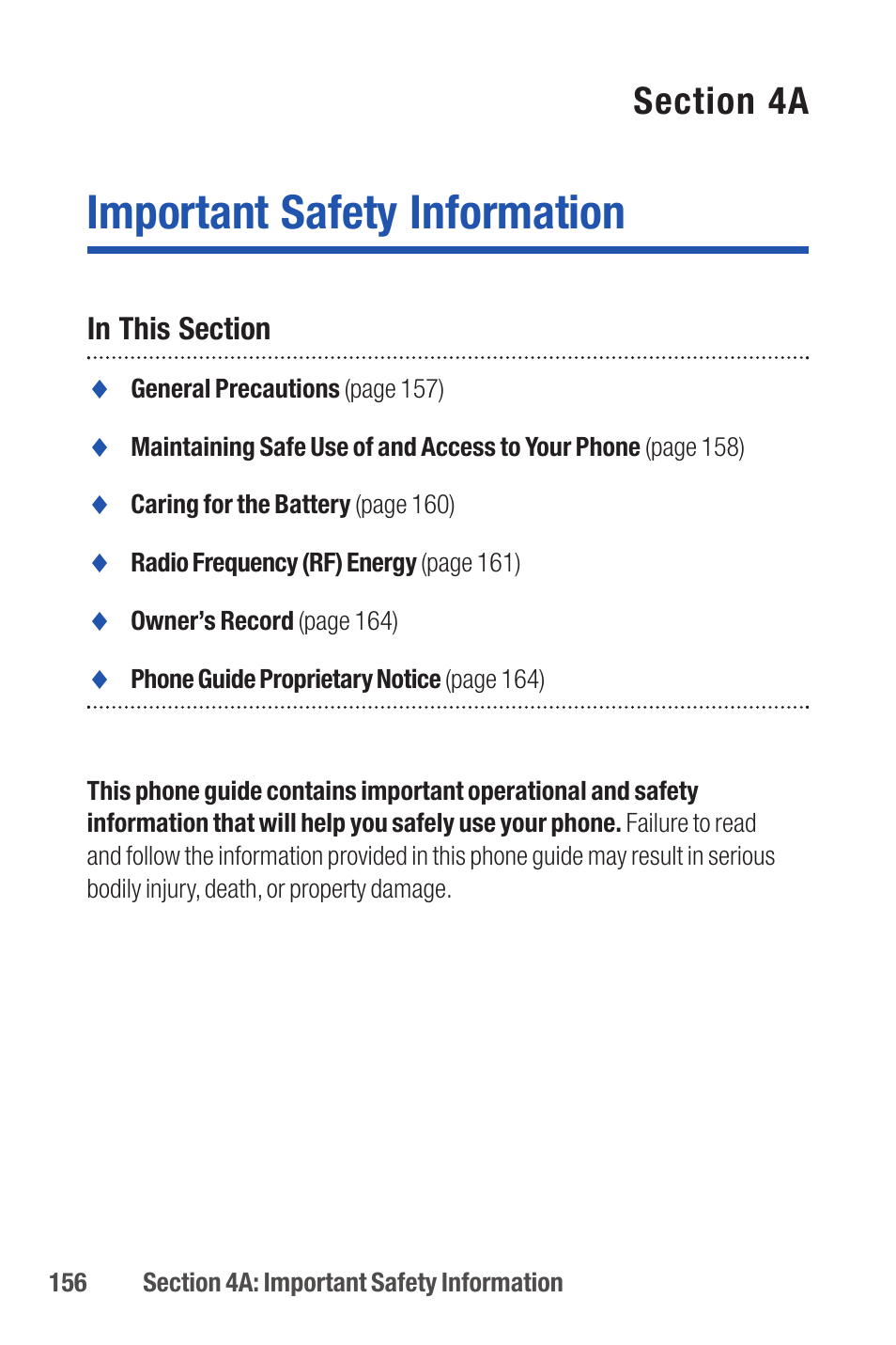 Important safety information | Qwest S1 User Manual | Page 170 / 187