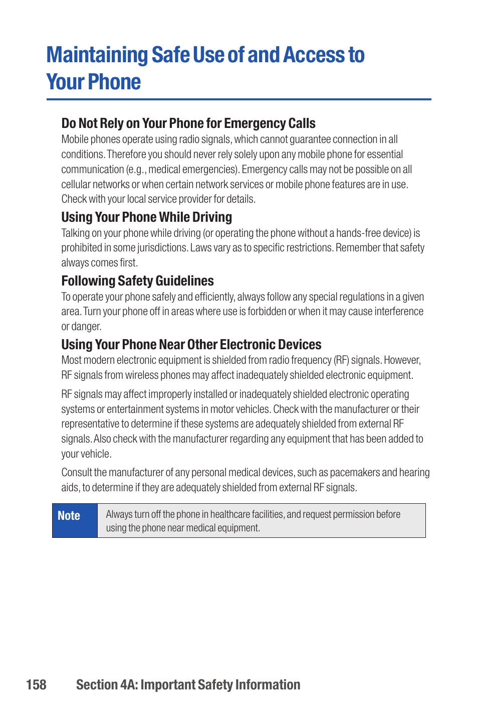 Maintaining safe use of and access to your phone | Qwest S1 User Manual | Page 172 / 187