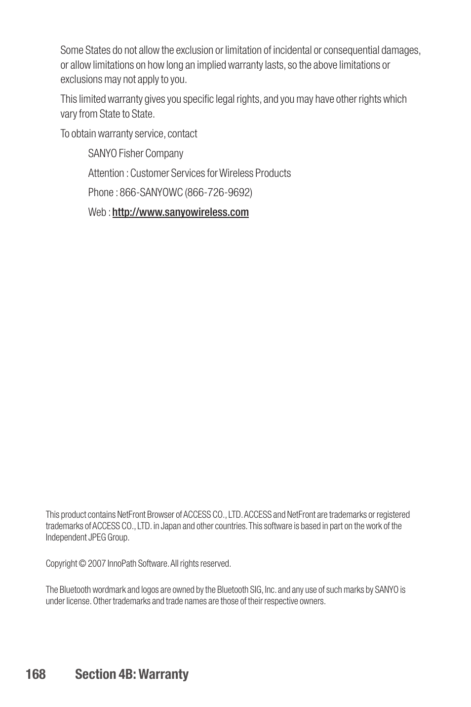 Qwest S1 User Manual | Page 182 / 187