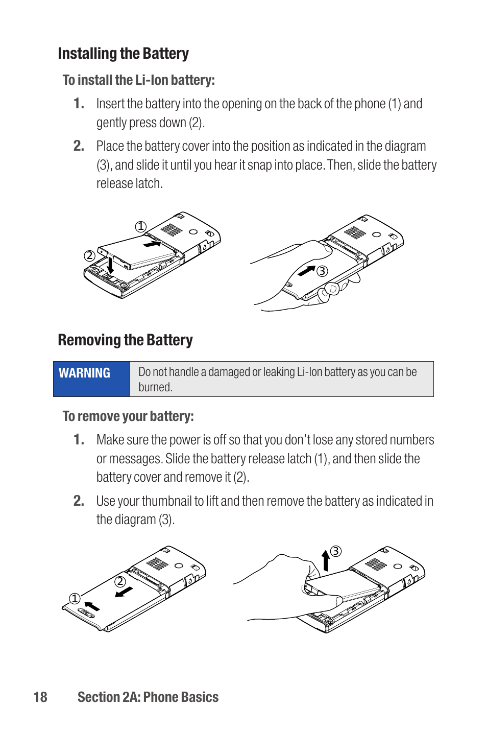 Installing the battery, Removing the battery | Qwest S1 User Manual | Page 32 / 187