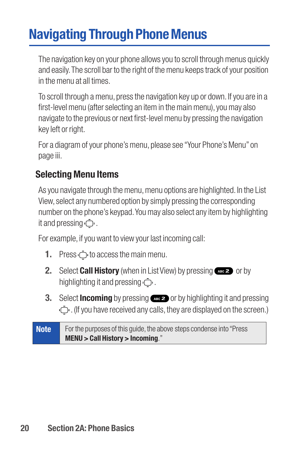 Navigating through phone menus | Qwest S1 User Manual | Page 34 / 187