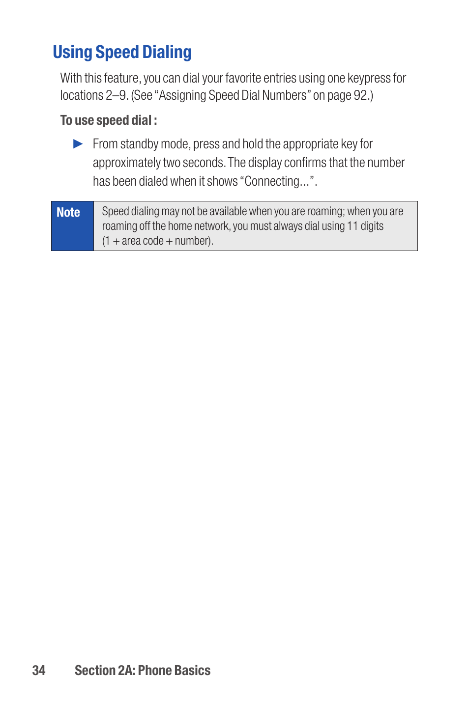 Using speed dialing | Qwest S1 User Manual | Page 48 / 187