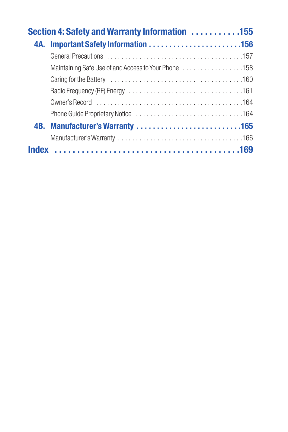 Index | Qwest S1 User Manual | Page 5 / 187