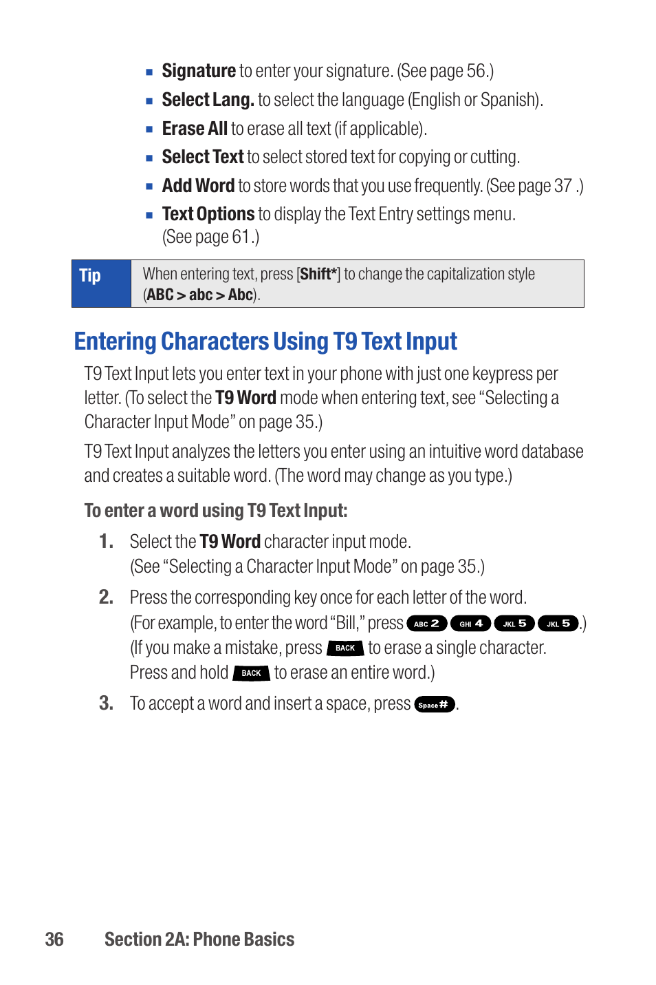 Entering characters using t9 text input | Qwest S1 User Manual | Page 50 / 187