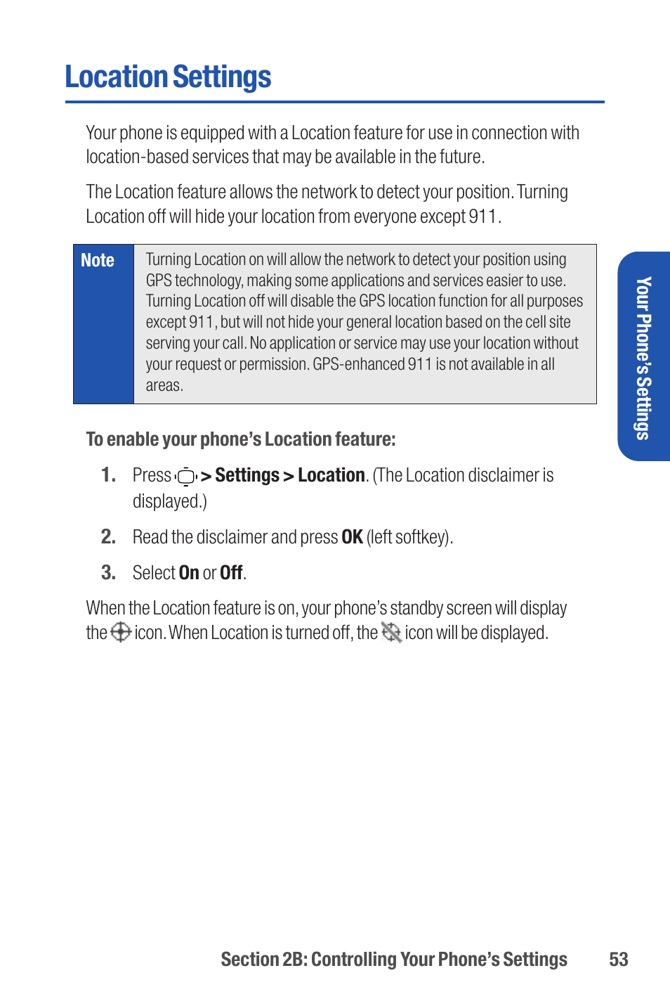 Location settings | Qwest S1 User Manual | Page 67 / 187