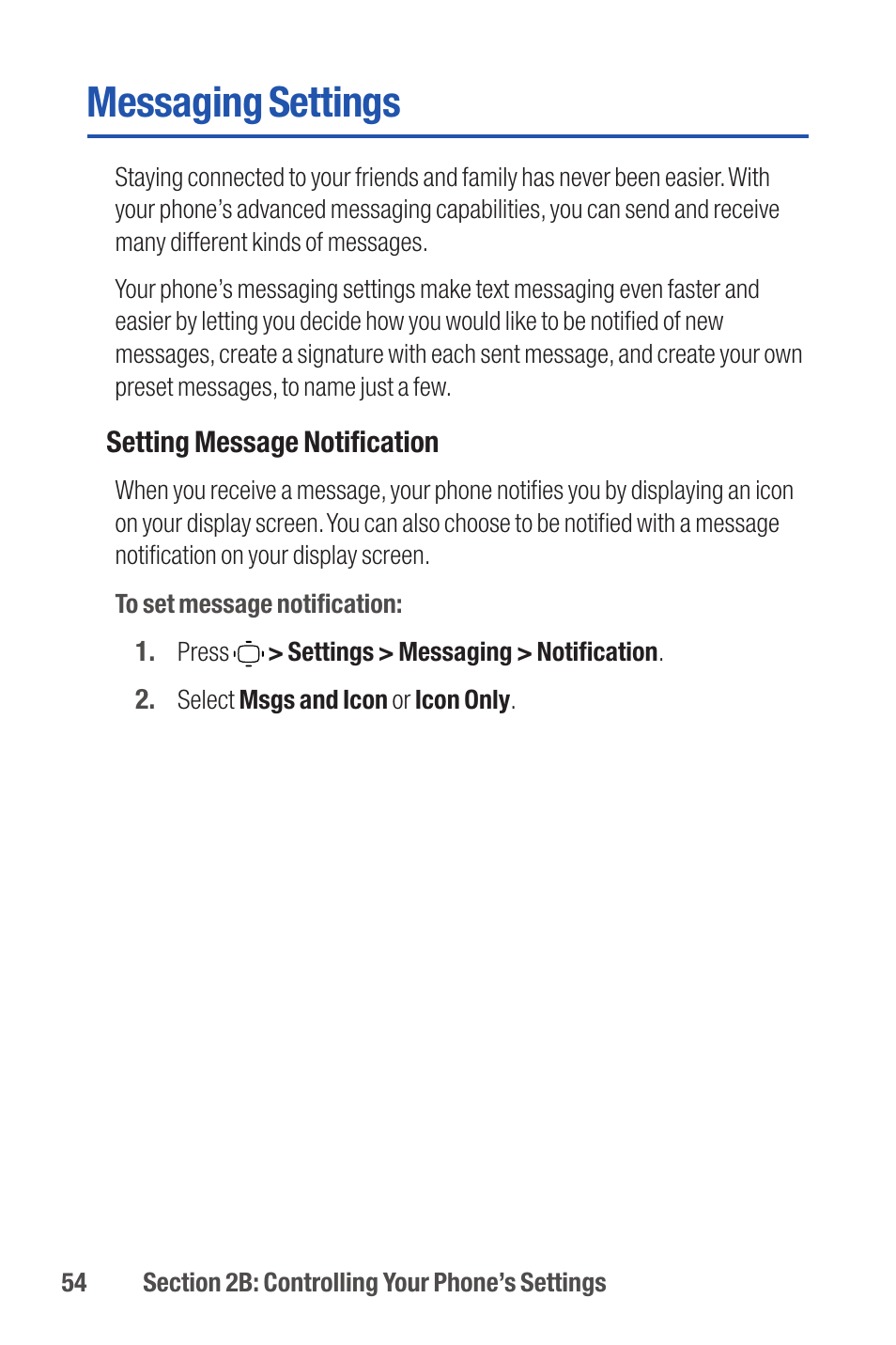 Messaging settings | Qwest S1 User Manual | Page 68 / 187