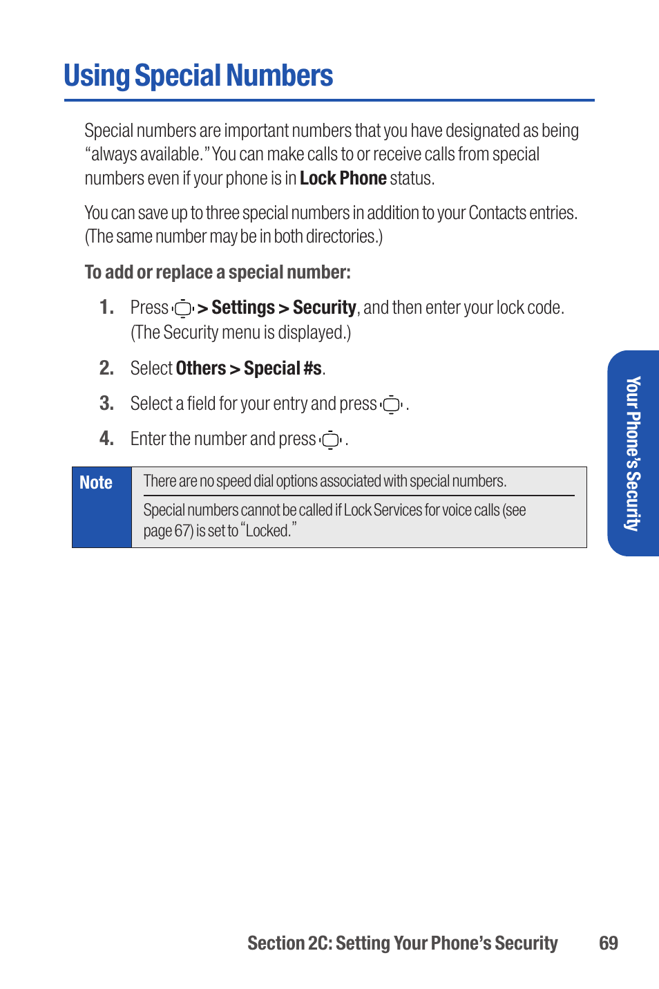 Using special numbers | Qwest S1 User Manual | Page 83 / 187