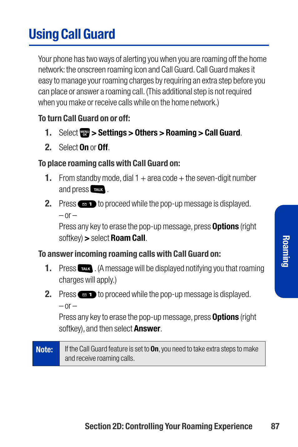 Using call guard | Qwest SCP-3200 User Manual | Page 103 / 241