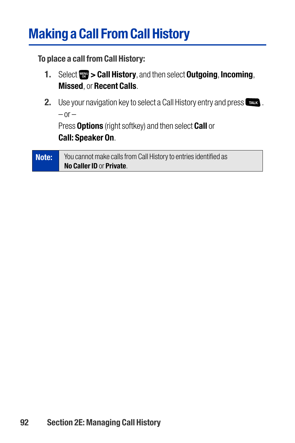 Making a call from call history | Qwest SCP-3200 User Manual | Page 108 / 241