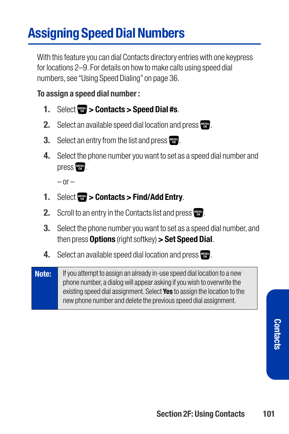Assigning speed dial numbers | Qwest SCP-3200 User Manual | Page 117 / 241