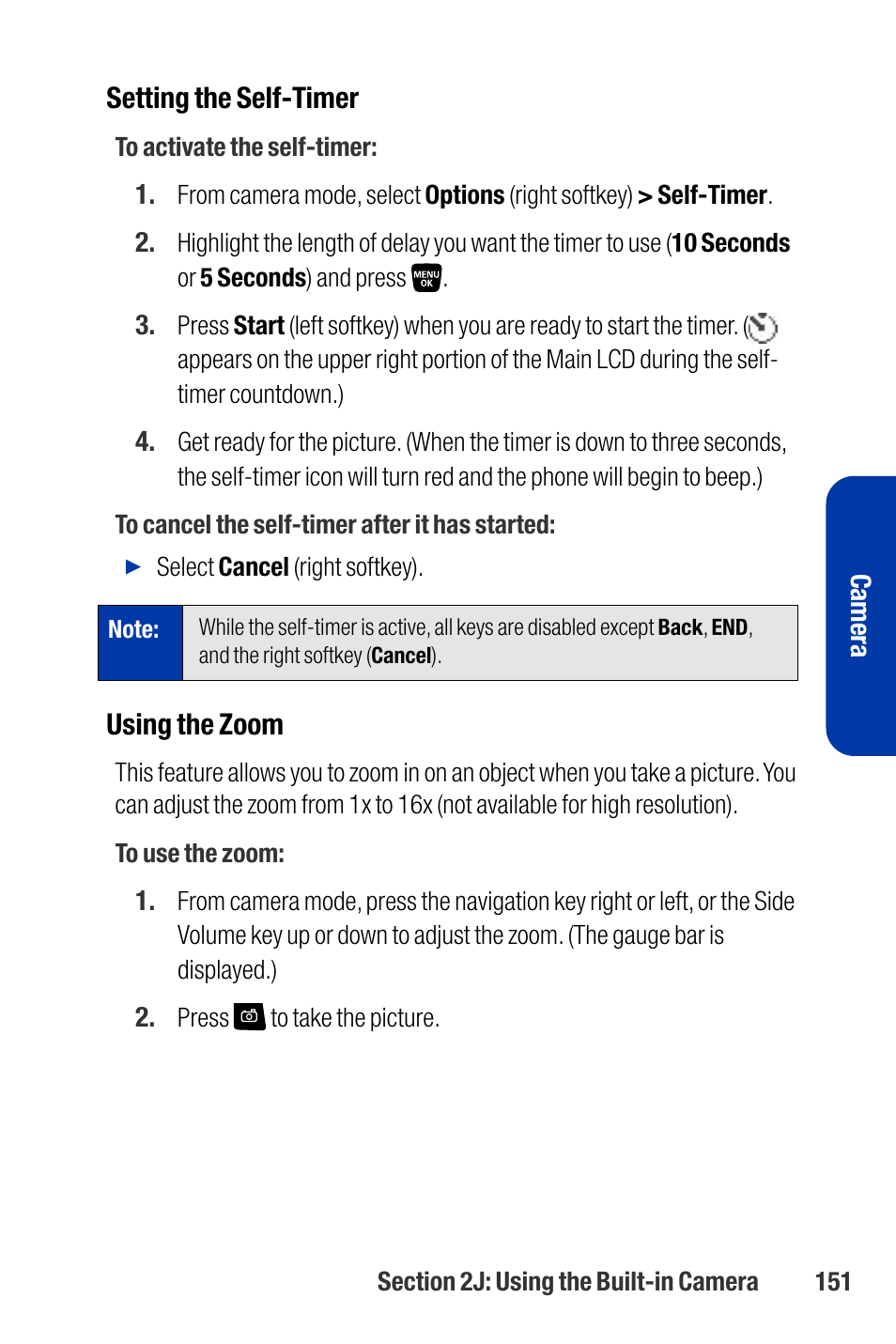 Setting the self-timer, Using the zoom | Qwest SCP-3200 User Manual | Page 167 / 241