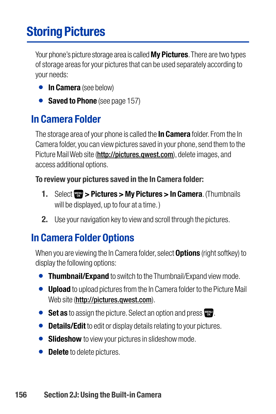 Storing pictures | Qwest SCP-3200 User Manual | Page 172 / 241