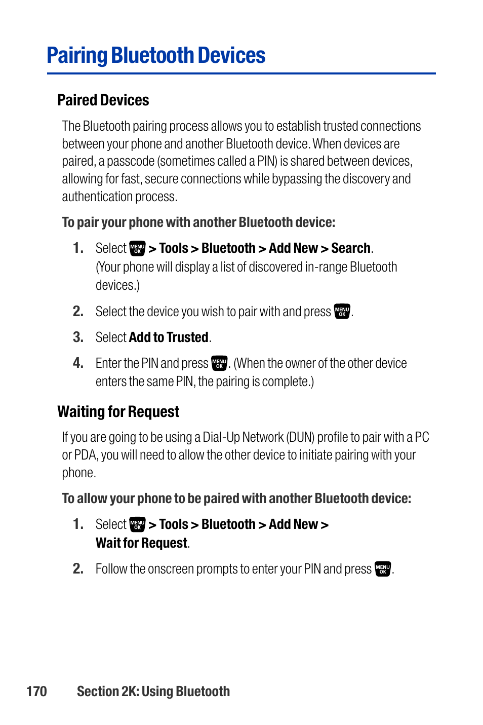 Pairing bluetooth devices | Qwest SCP-3200 User Manual | Page 186 / 241