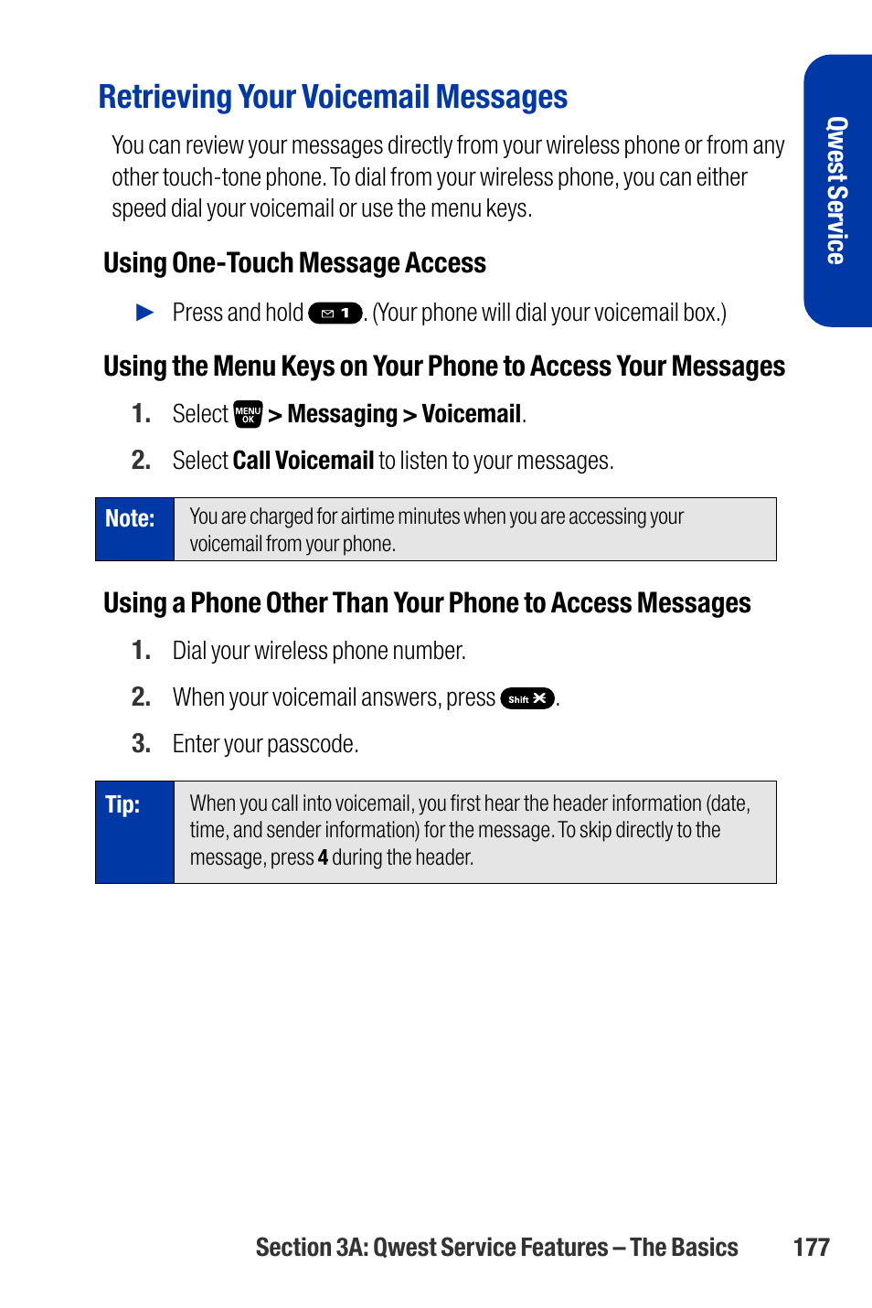 Retrieving your voicemail messages | Qwest SCP-3200 User Manual | Page 193 / 241