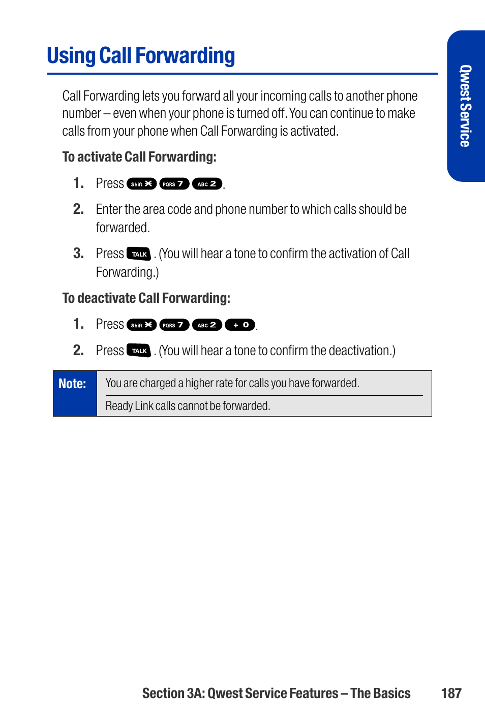 Using call forwarding | Qwest SCP-3200 User Manual | Page 203 / 241