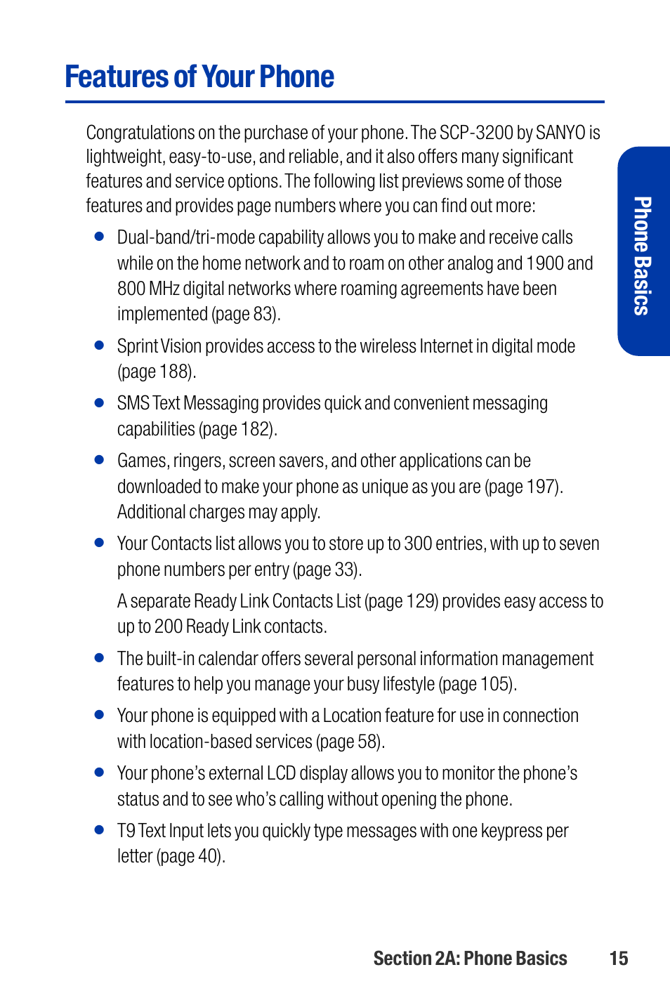 Features of your phone, Phone basics | Qwest SCP-3200 User Manual | Page 31 / 241