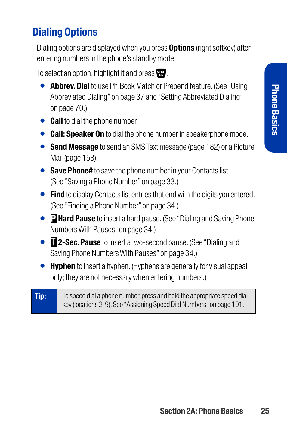 Dialing options, Phone basics | Qwest SCP-3200 User Manual | Page 41 / 241