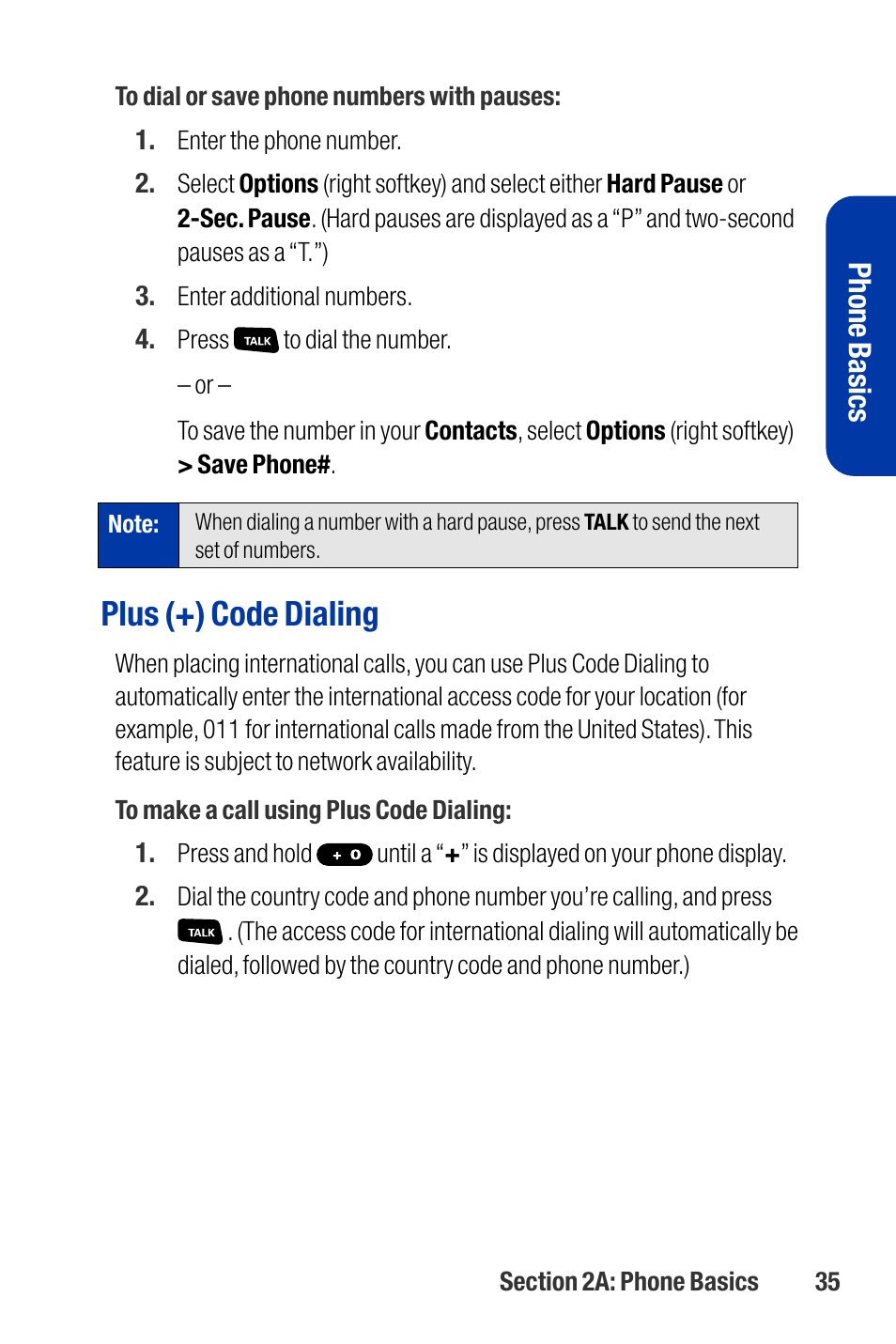 Plus (+) code dialing, Phone basics | Qwest SCP-3200 User Manual | Page 51 / 241