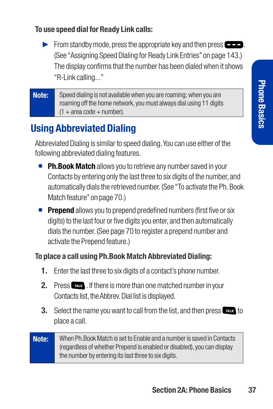 Using abbreviated dialing, Phone basics | Qwest SCP-3200 User Manual | Page 53 / 241