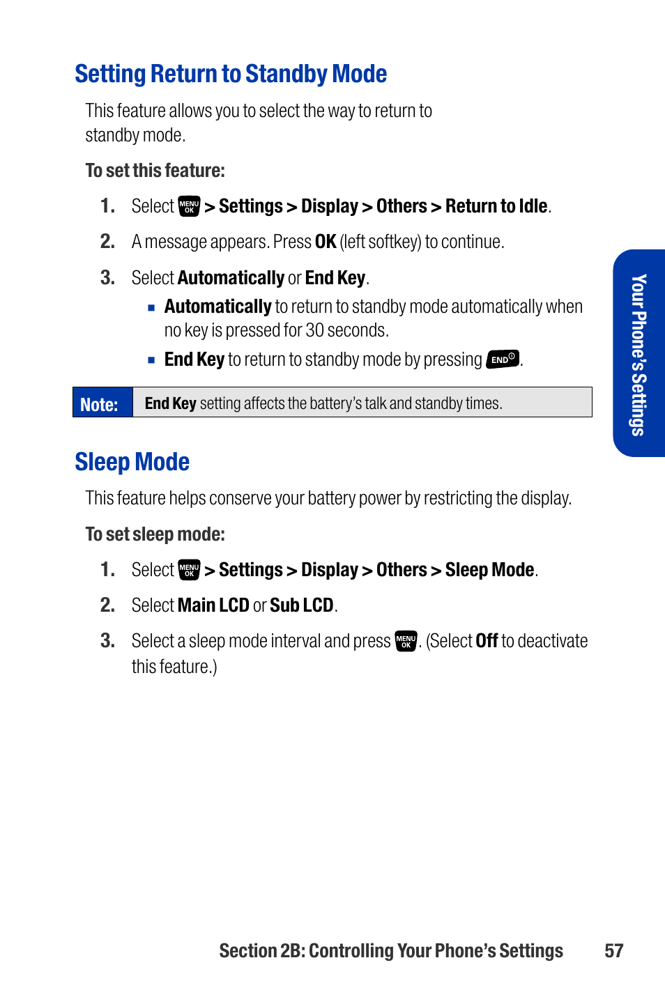 Setting return to standby mode, Sleep mode | Qwest SCP-3200 User Manual | Page 73 / 241