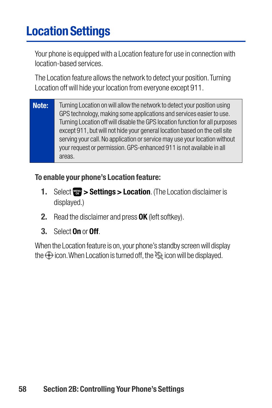 Location settings | Qwest SCP-3200 User Manual | Page 74 / 241