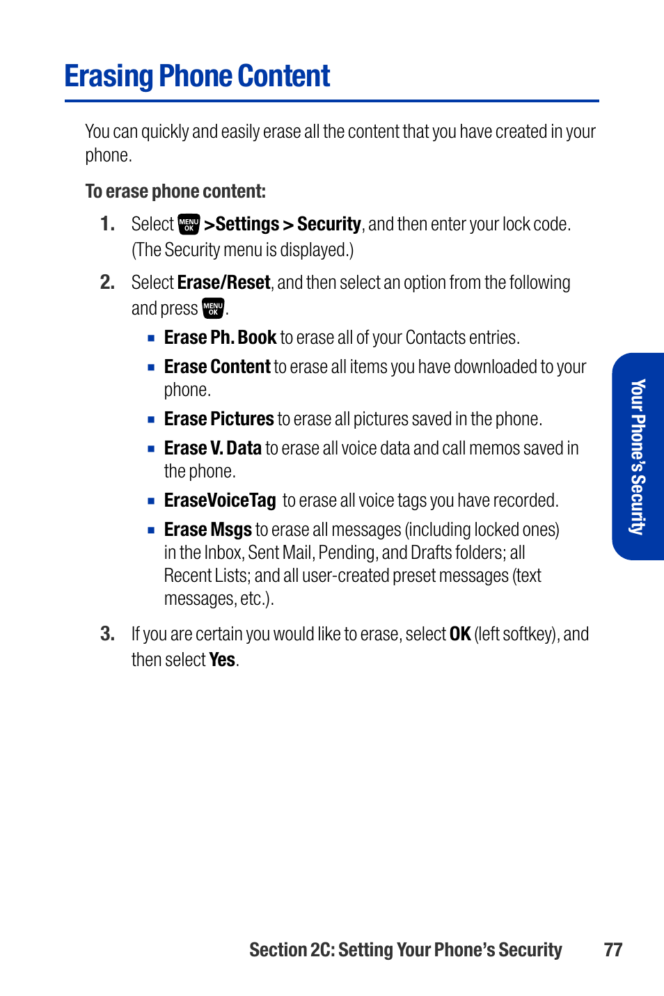 Erasing phone content | Qwest SCP-3200 User Manual | Page 93 / 241