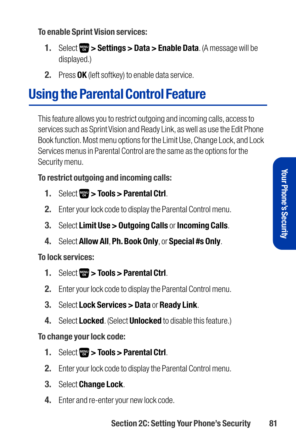 Using the parental control feature | Qwest SCP-3200 User Manual | Page 97 / 241