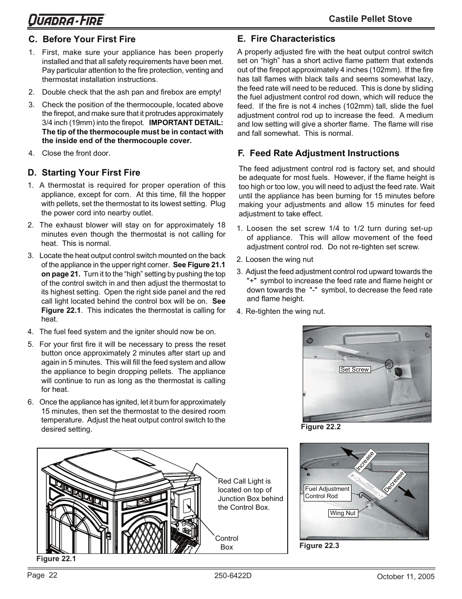 Quadra-Fire CASTILE-CCR User Manual | Page 22 / 44