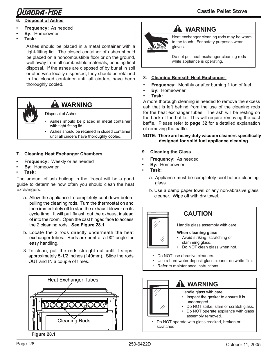 Warning, Caution | Quadra-Fire CASTILE-CCR User Manual | Page 28 / 44