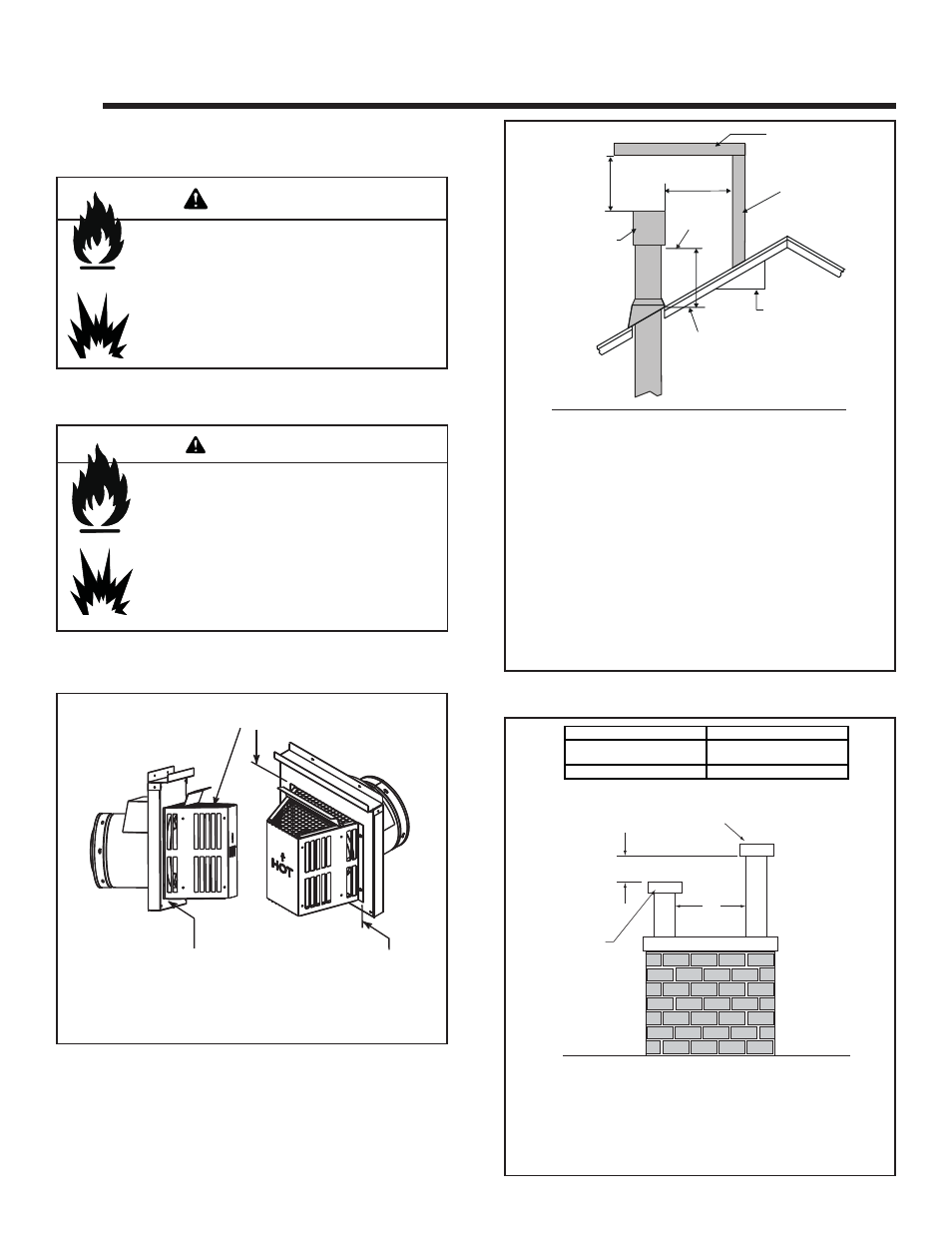 Termination locations, Warning, A. vent termination minimum clearances | Quadra-Fire Expression 36 QV36A-FB User Manual | Page 11 / 56