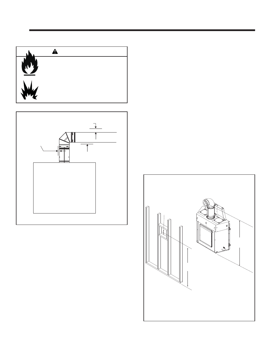 Vent clearances and framing, Warning | Quadra-Fire Expression 36 QV36A-FB User Manual | Page 18 / 56