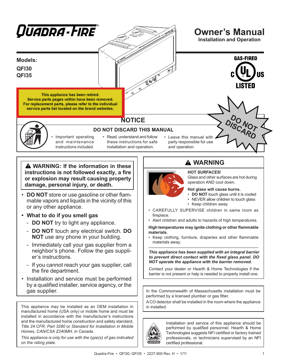 Quadra-Fire QF130 User Manual | 41 pages