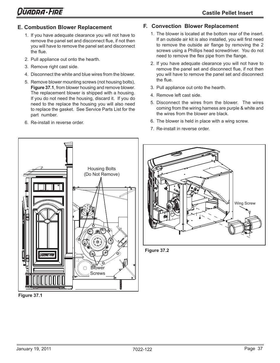 Quadra-Fire Castile Pellet Insert CASTILEI-MBK User Manual | Page 37 / 56